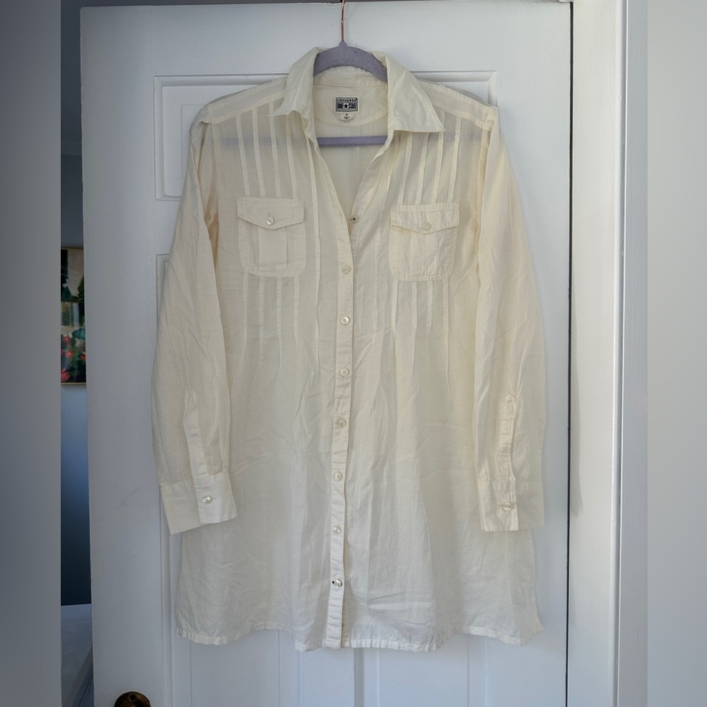 Converse Off White Cream Oversized Button Down Shirt Beach Cover Up Size Small